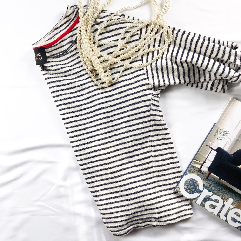 Anthropologie Striped Boat Neck Top